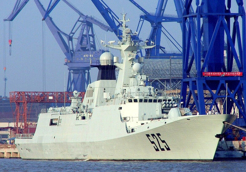 Naval Warship in Harbor — Gray