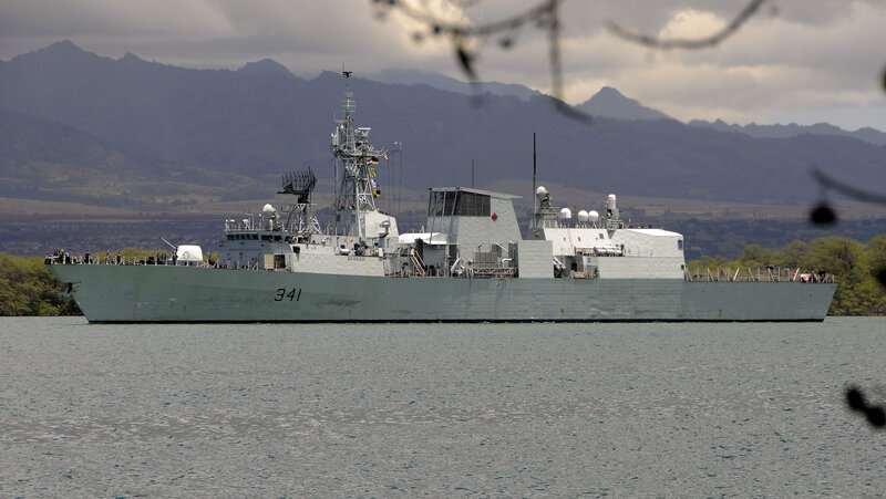 Naval Warship in Harbor