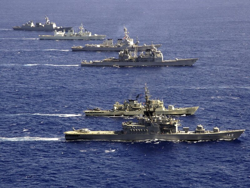Naval Warships at Sea — Blue