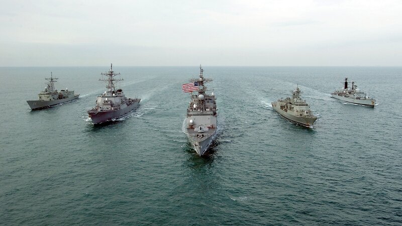 Naval Warships at Sea — Gray