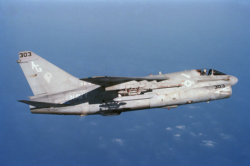Navy A-7 Corsair II in flight