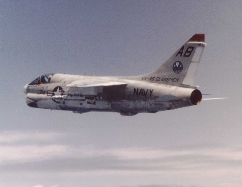 Navy A-7 Corsair II in flight