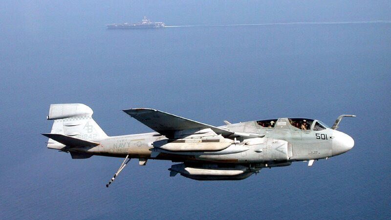 Navy Aircraft in Flight — Blue, Calm