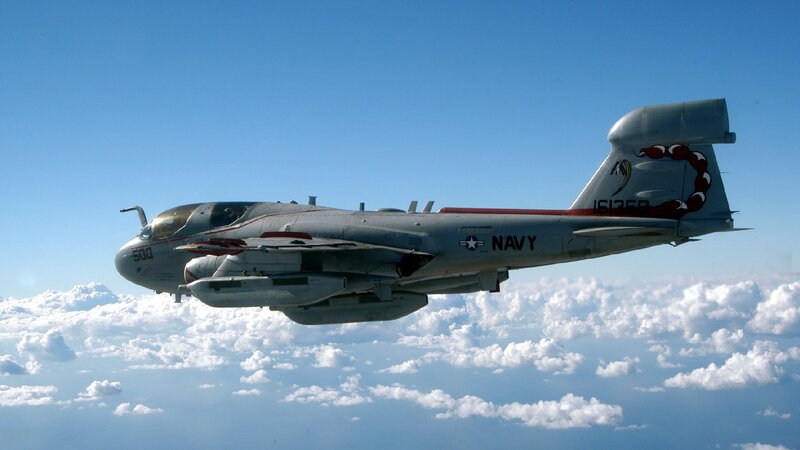 Navy Aircraft in Flight — Blue, Serene