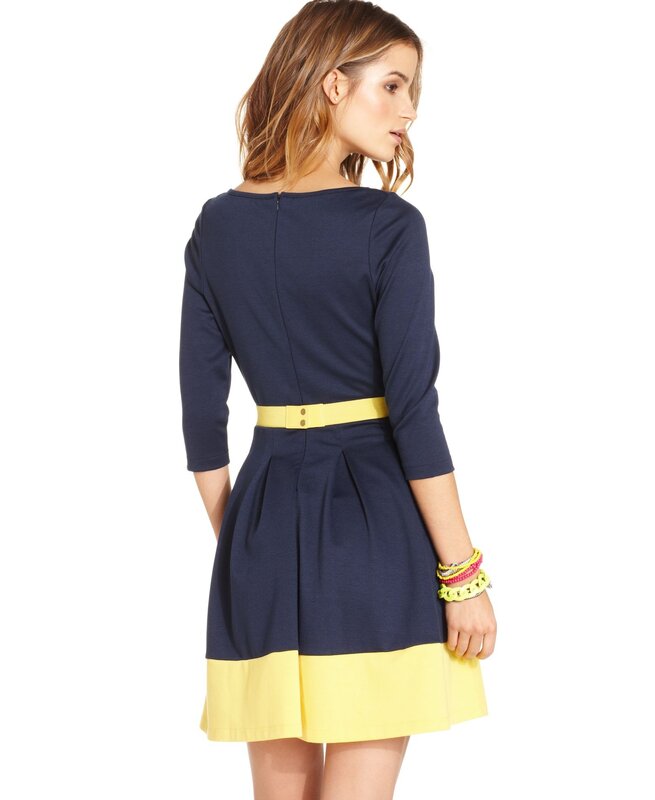 navy and yellow dress