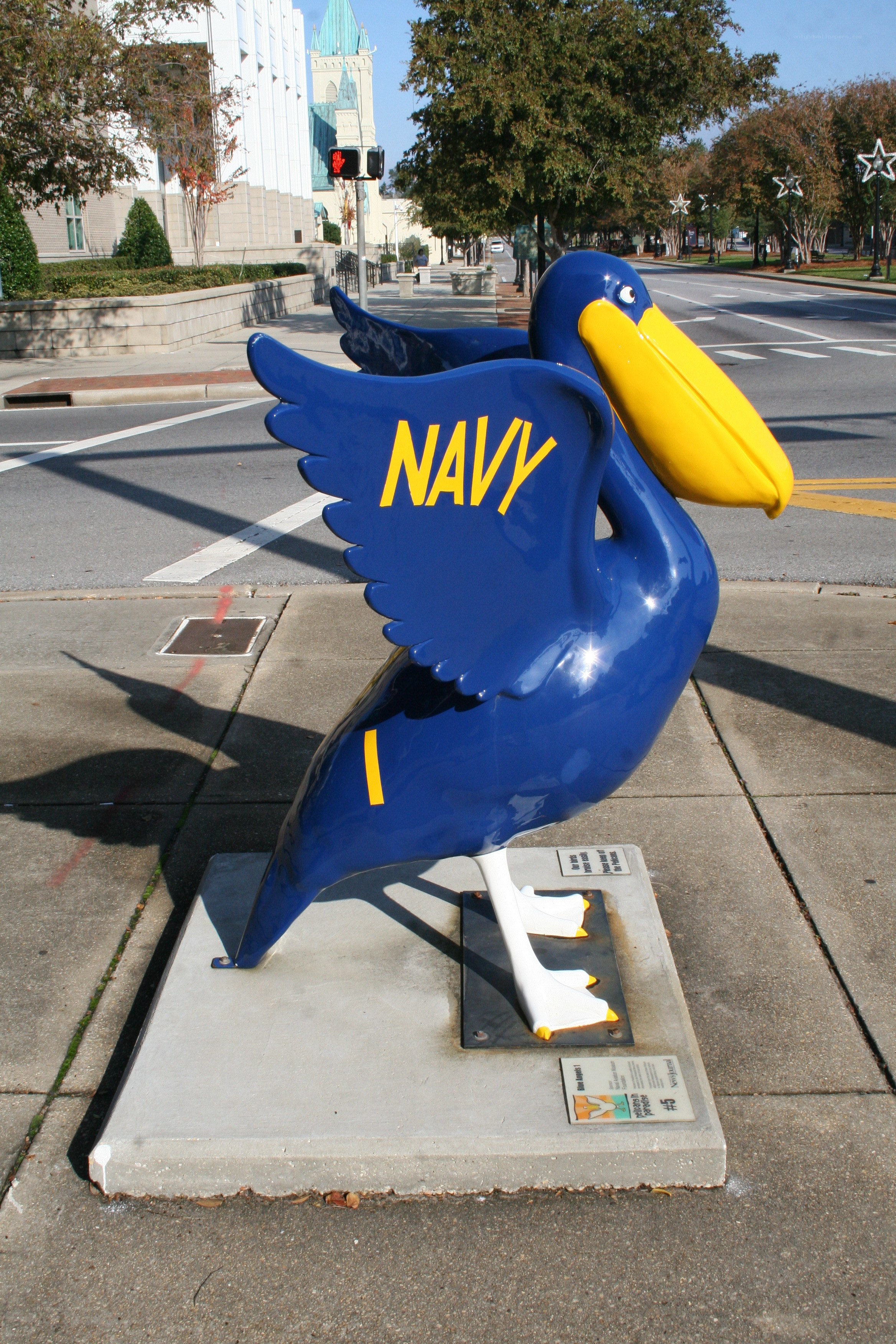Navy Blue Pelican Sculpture