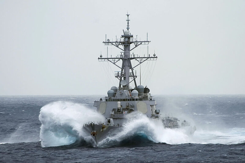 Navy Destroyer at Sea — Gray, Dramatic