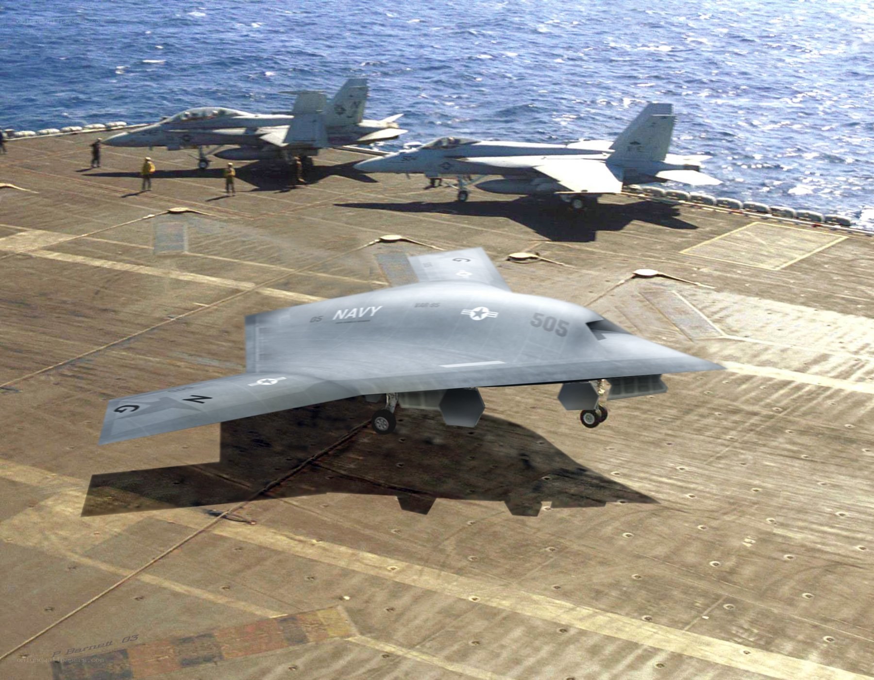 Navy drone on aircraft carrier