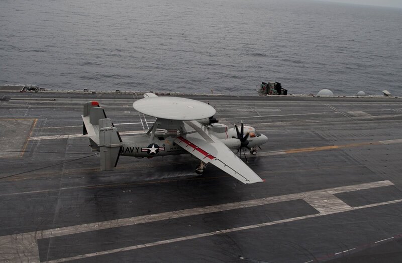 Navy E-2 Hawkeye on aircraft carrier
