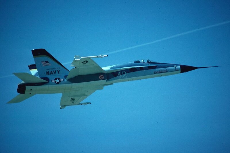 Navy F-18 prototype in flight