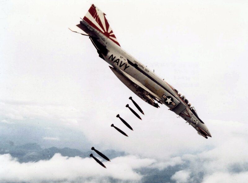 Navy Fighter Jet Dropping Bombs