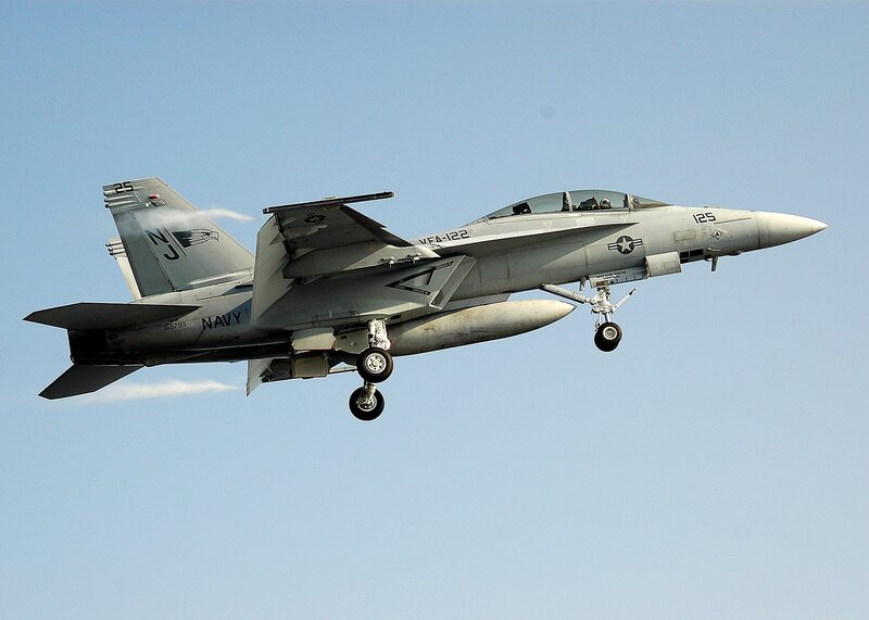 Navy Fighter Jet — Gray, Calm, Afternoon, Photograph, Aircraft, Sky