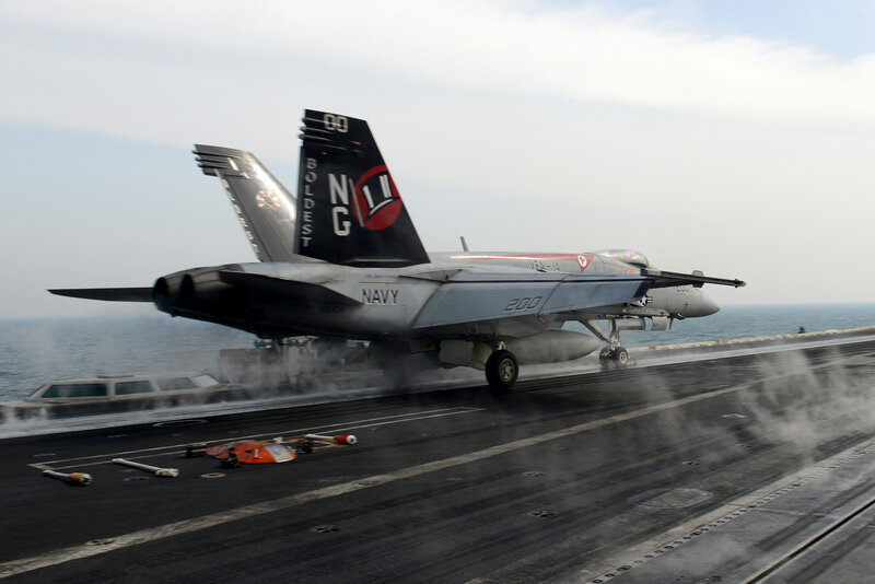 Navy Fighter Jet — Gray, Dramatic, Afternoon