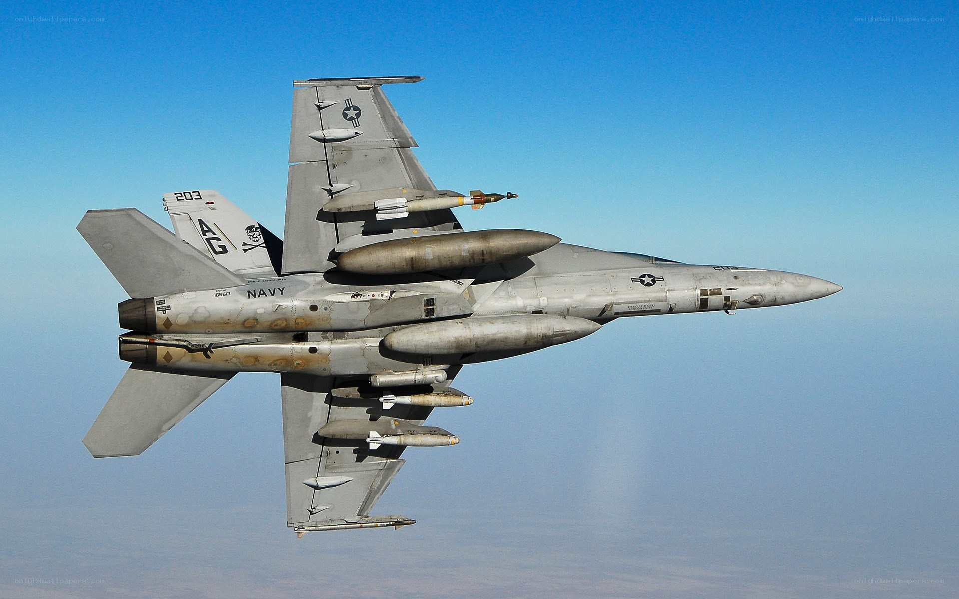 Navy fighter jet in flight