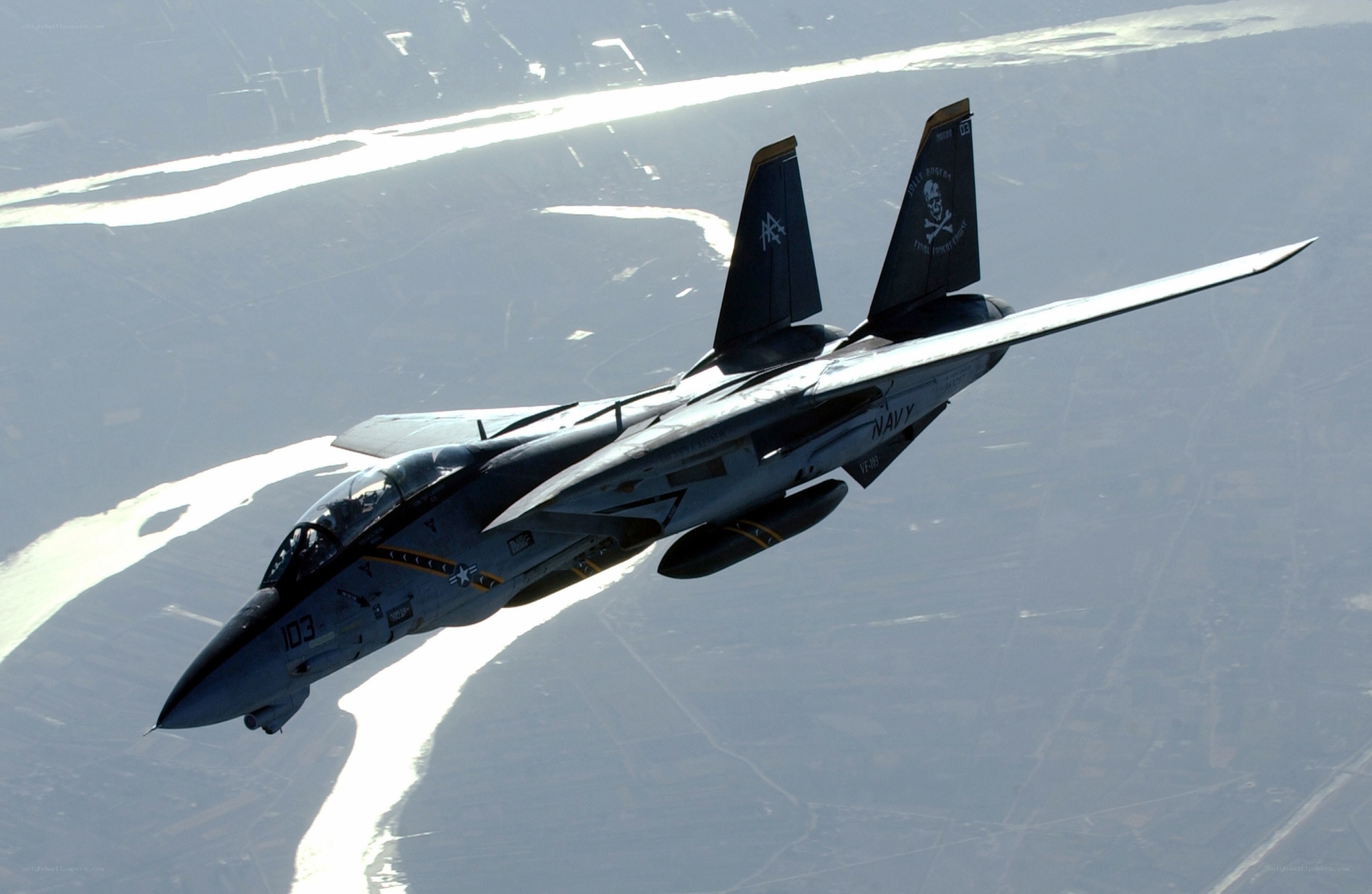 Navy fighter jet in flight
