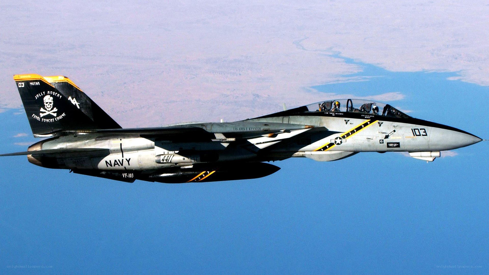 Navy fighter jet in flight