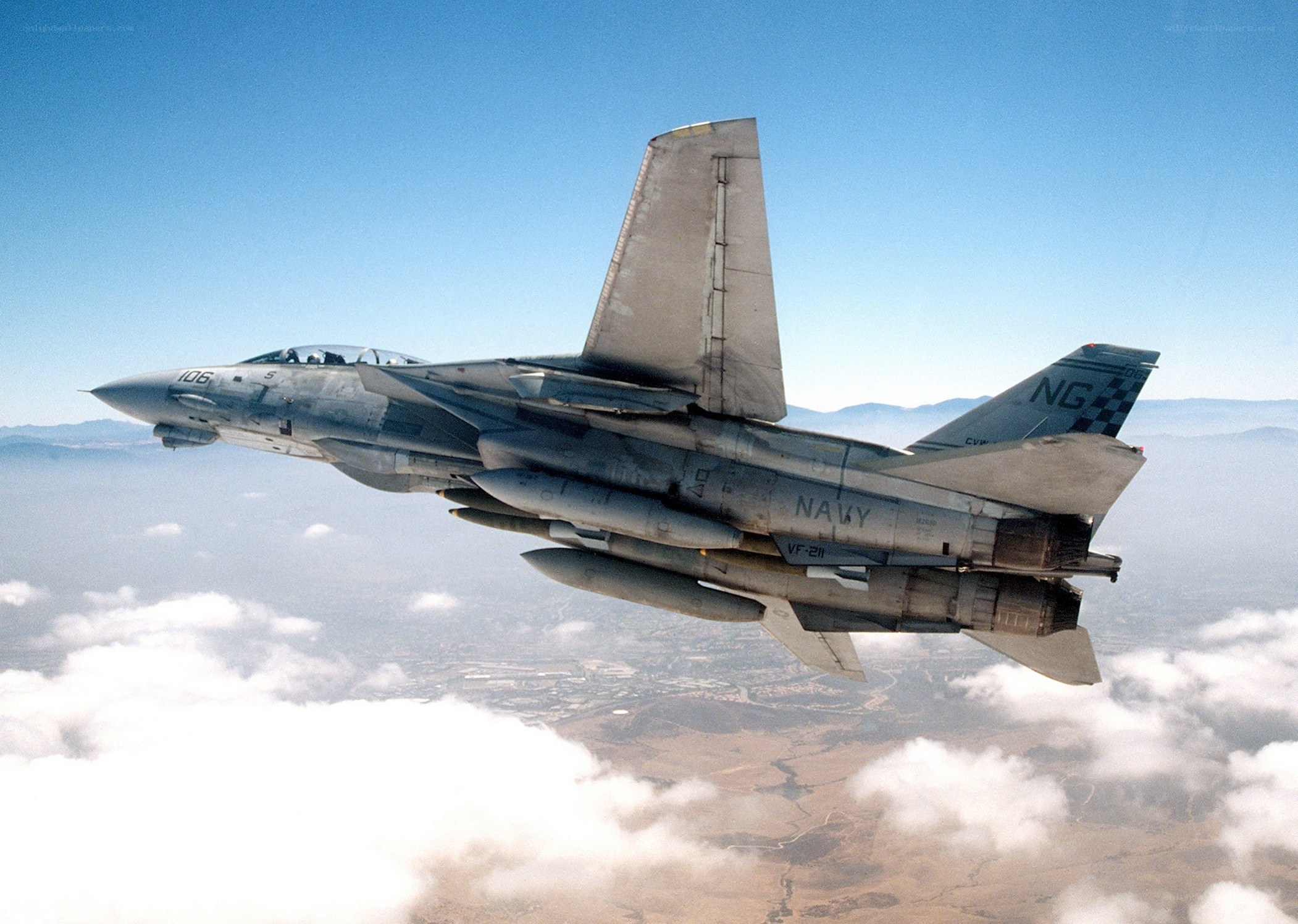 Navy fighter jet in flight