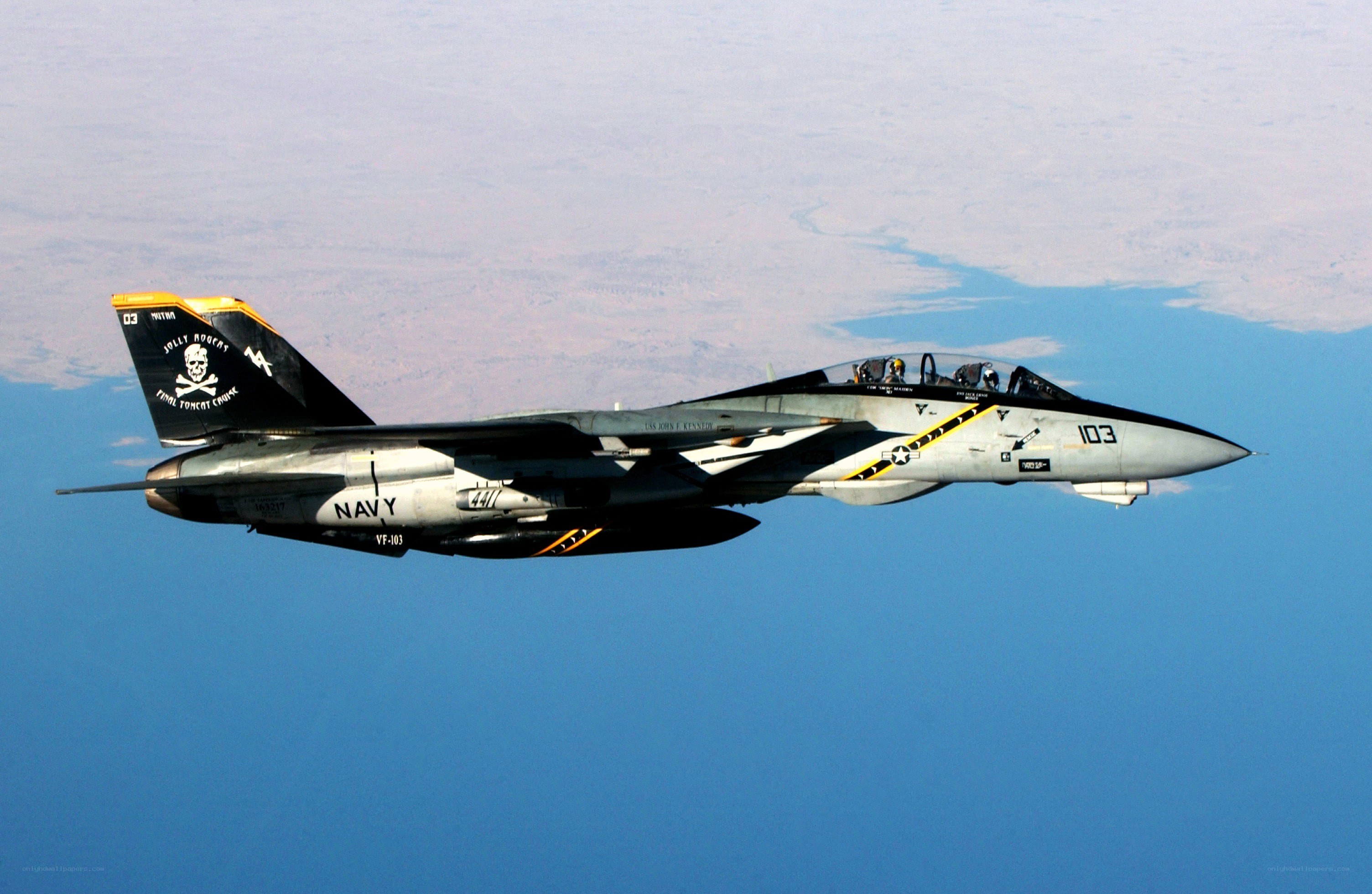 Navy fighter jet in flight