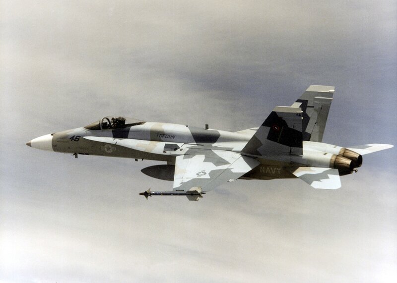 Navy fighter jet in flight