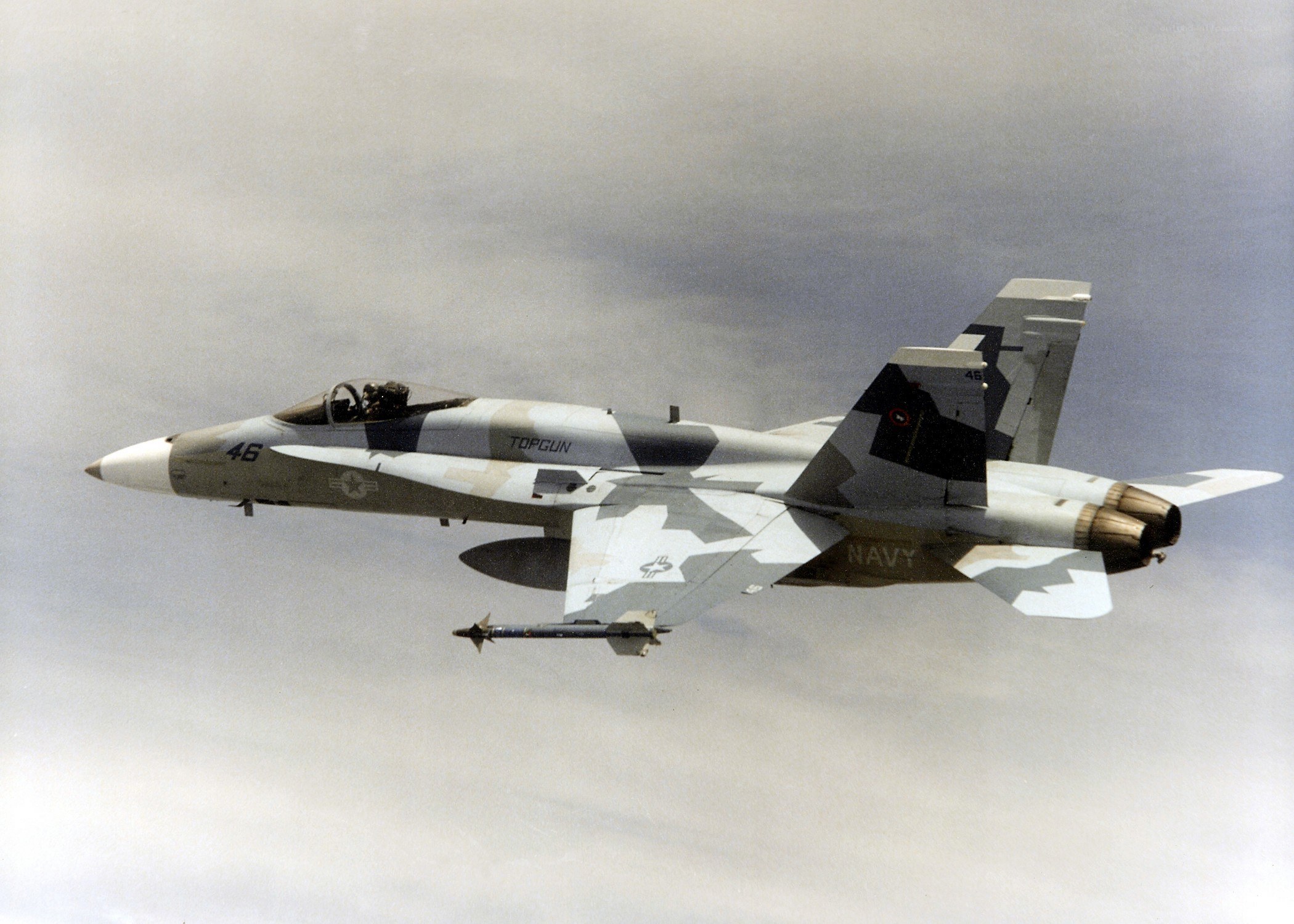 Navy fighter jet in flight