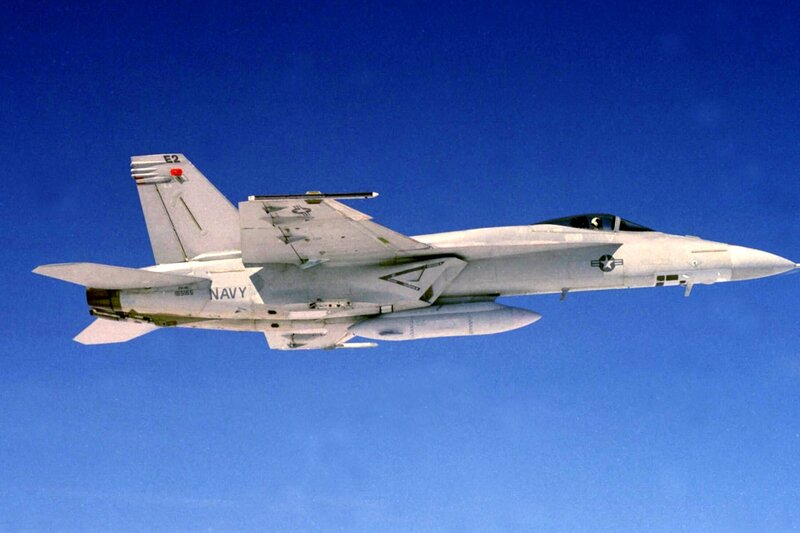 Navy fighter jet in flight