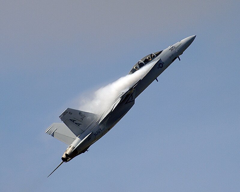 Navy fighter jet in flight
