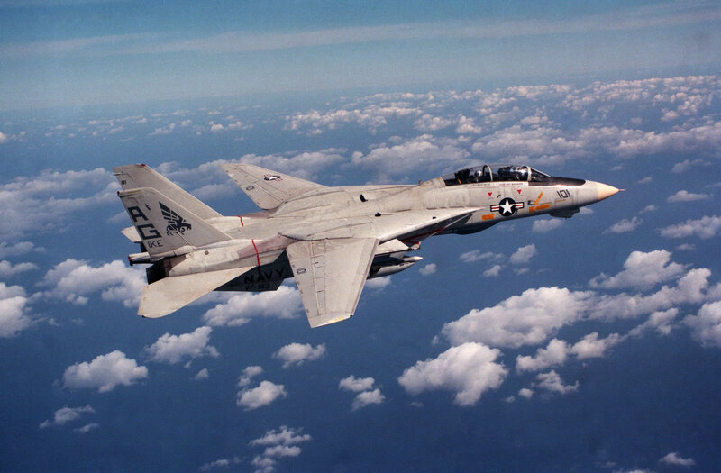 Navy fighter jet in flight