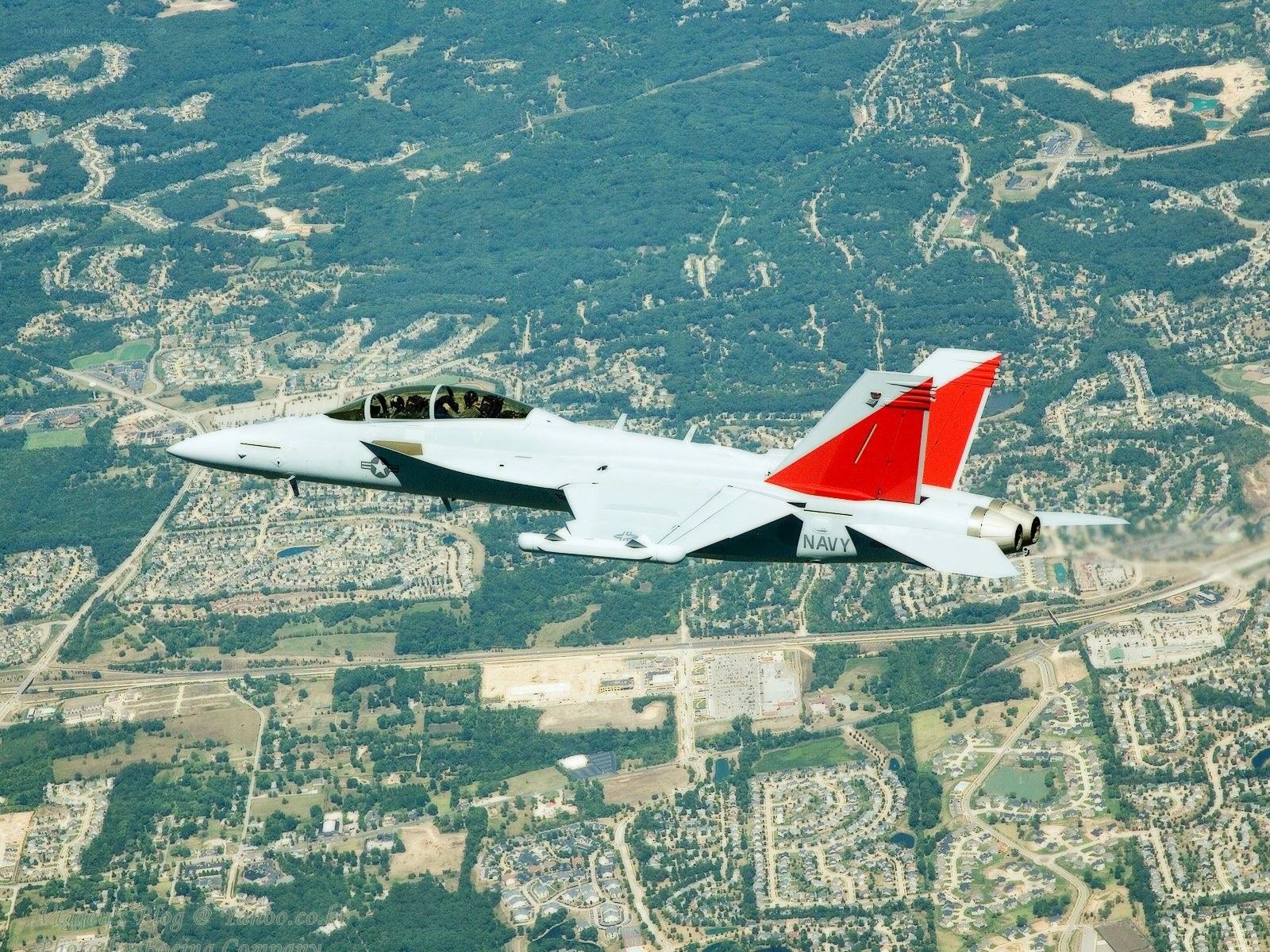 Navy fighter jet in flight