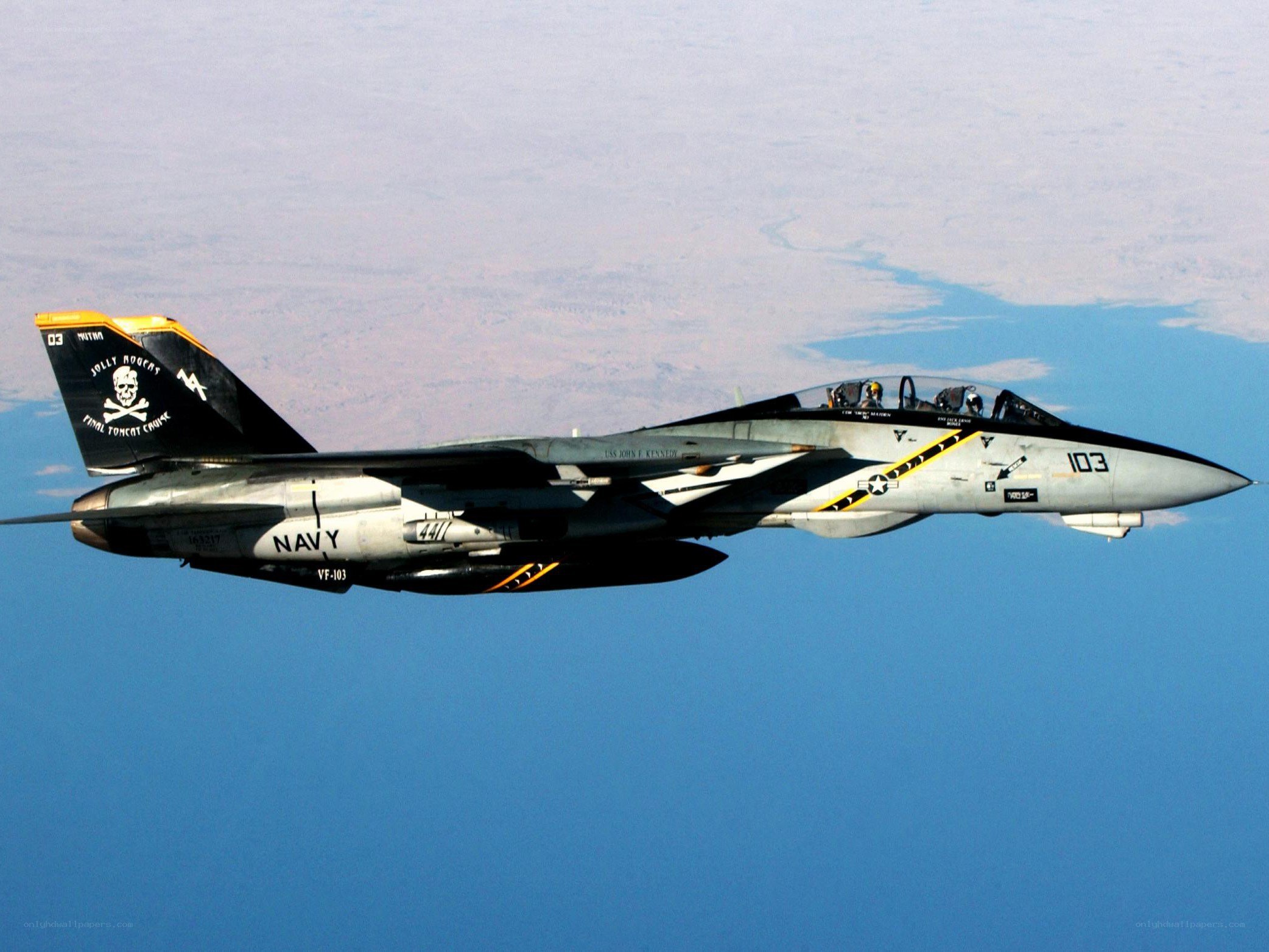 Navy fighter jet in flight