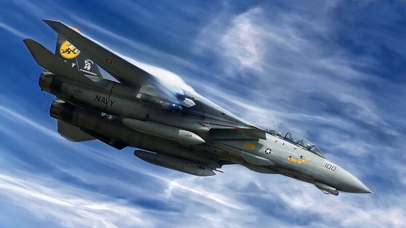 Navy fighter jet in flight