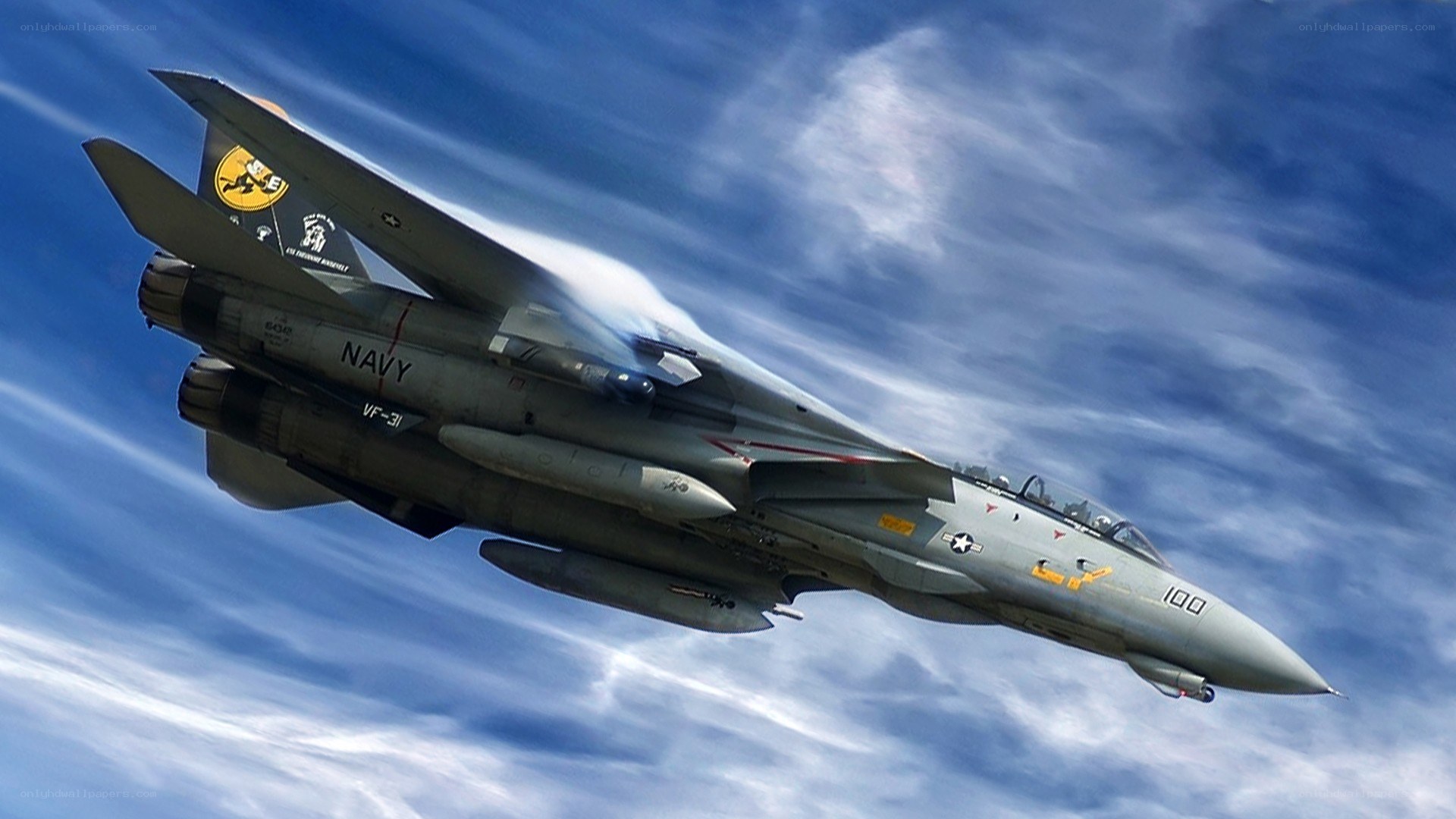 Navy fighter jet in flight
