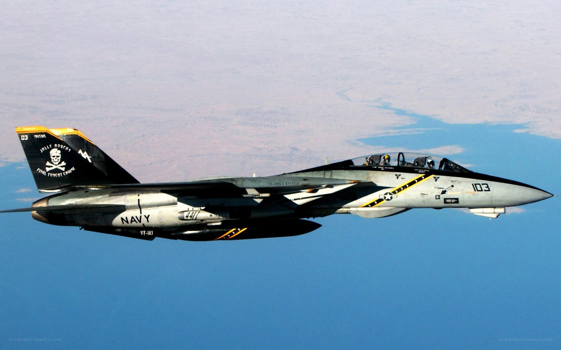 Navy fighter jet in flight