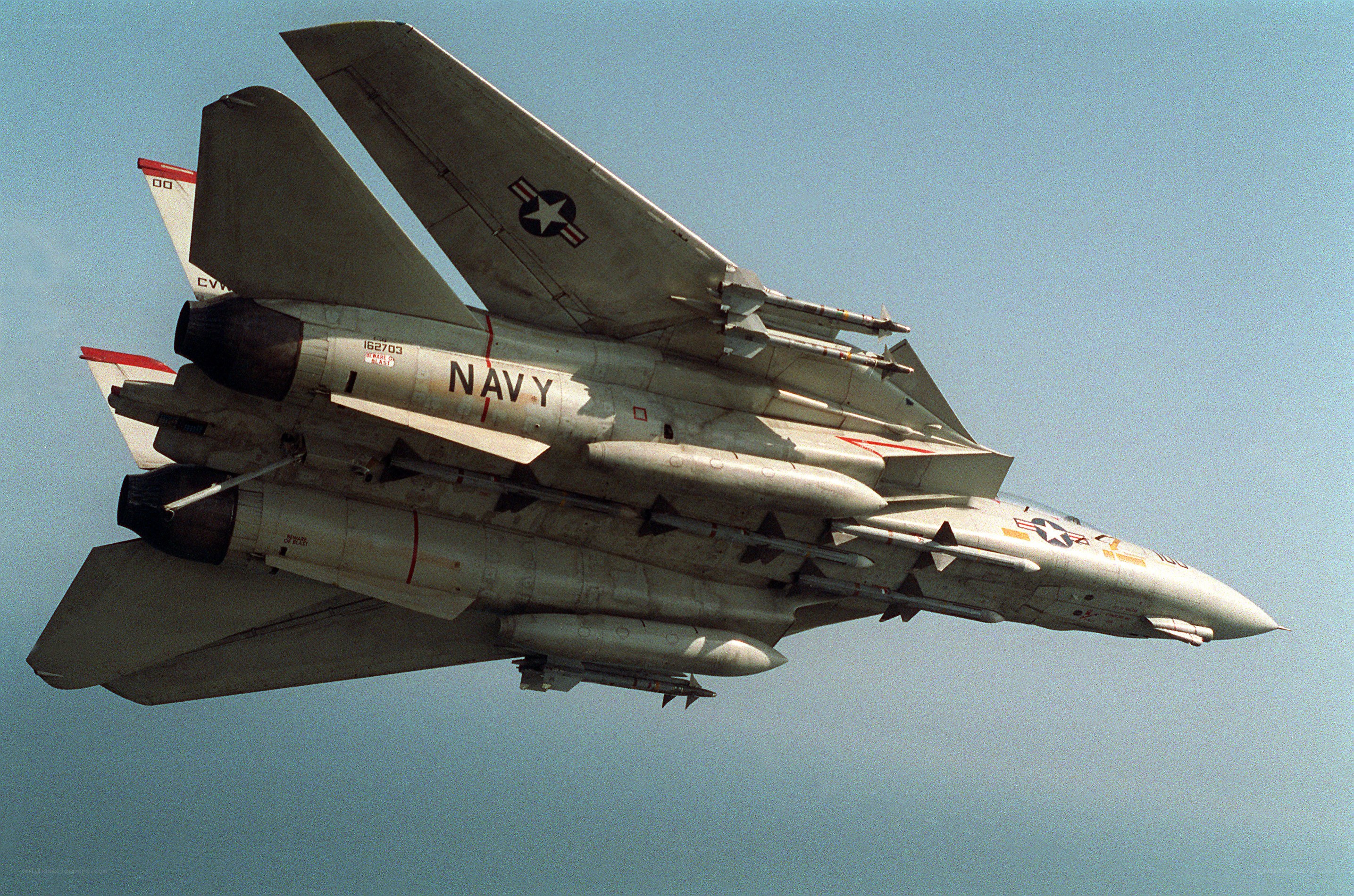 Navy fighter jet in flight