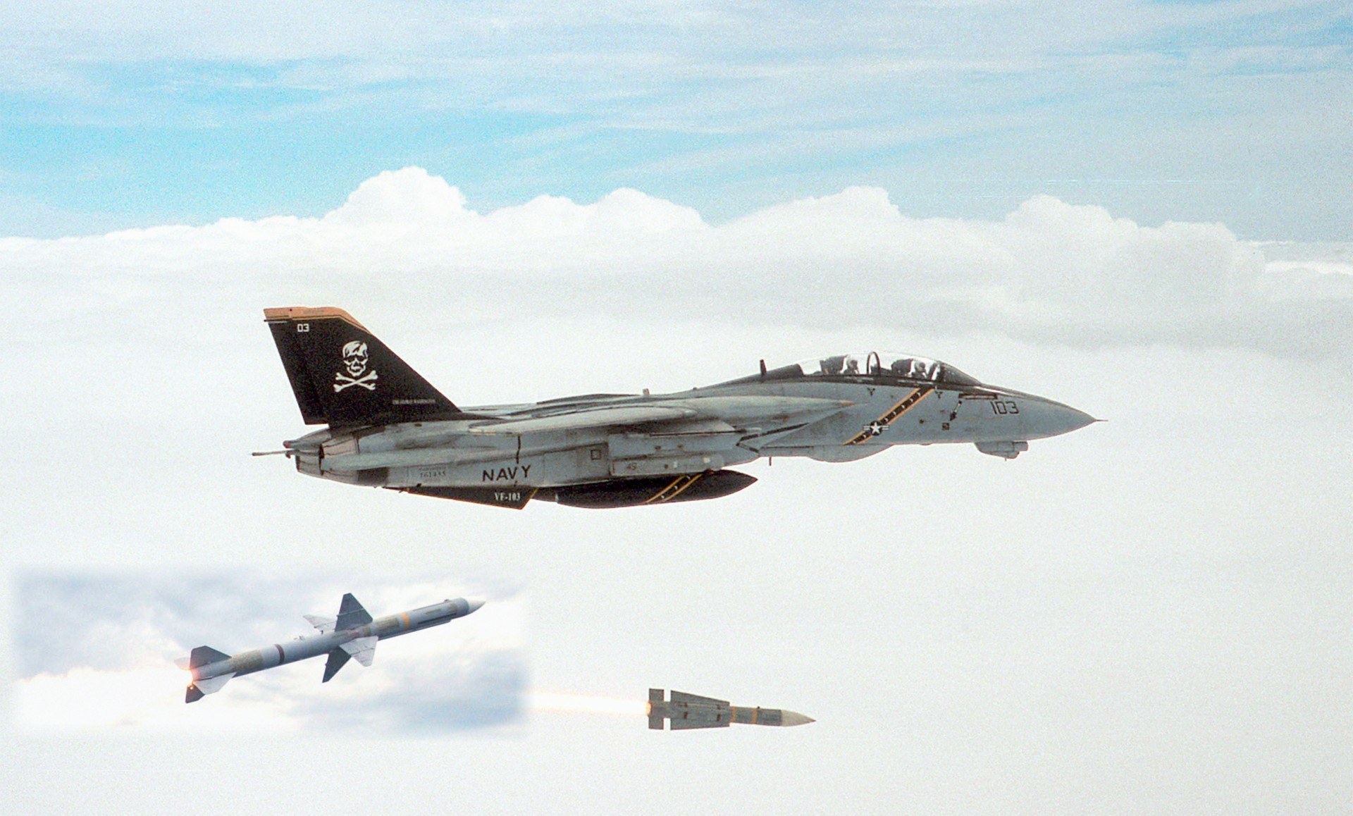 Navy fighter jet in flight