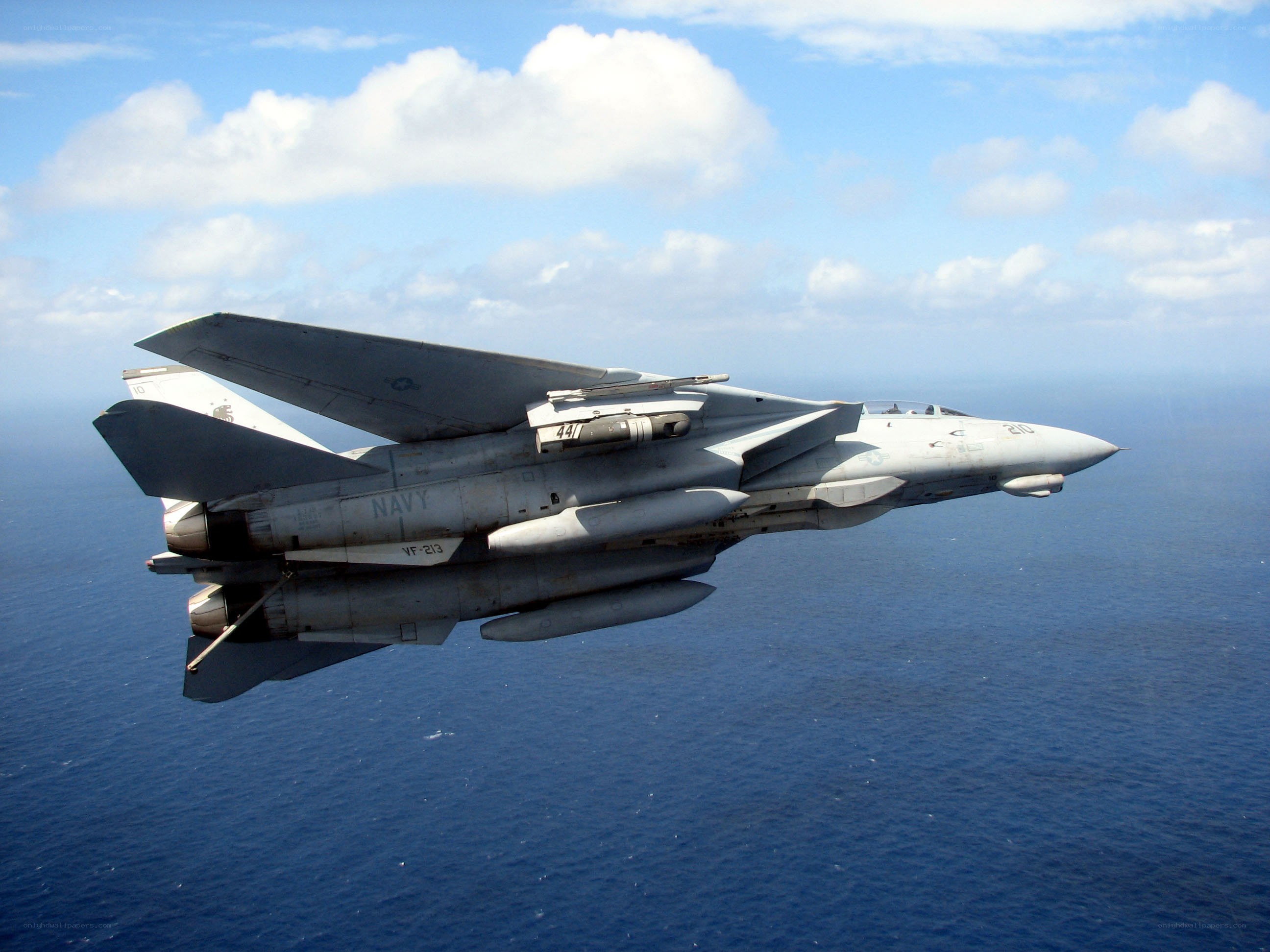 Navy fighter jet in flight
