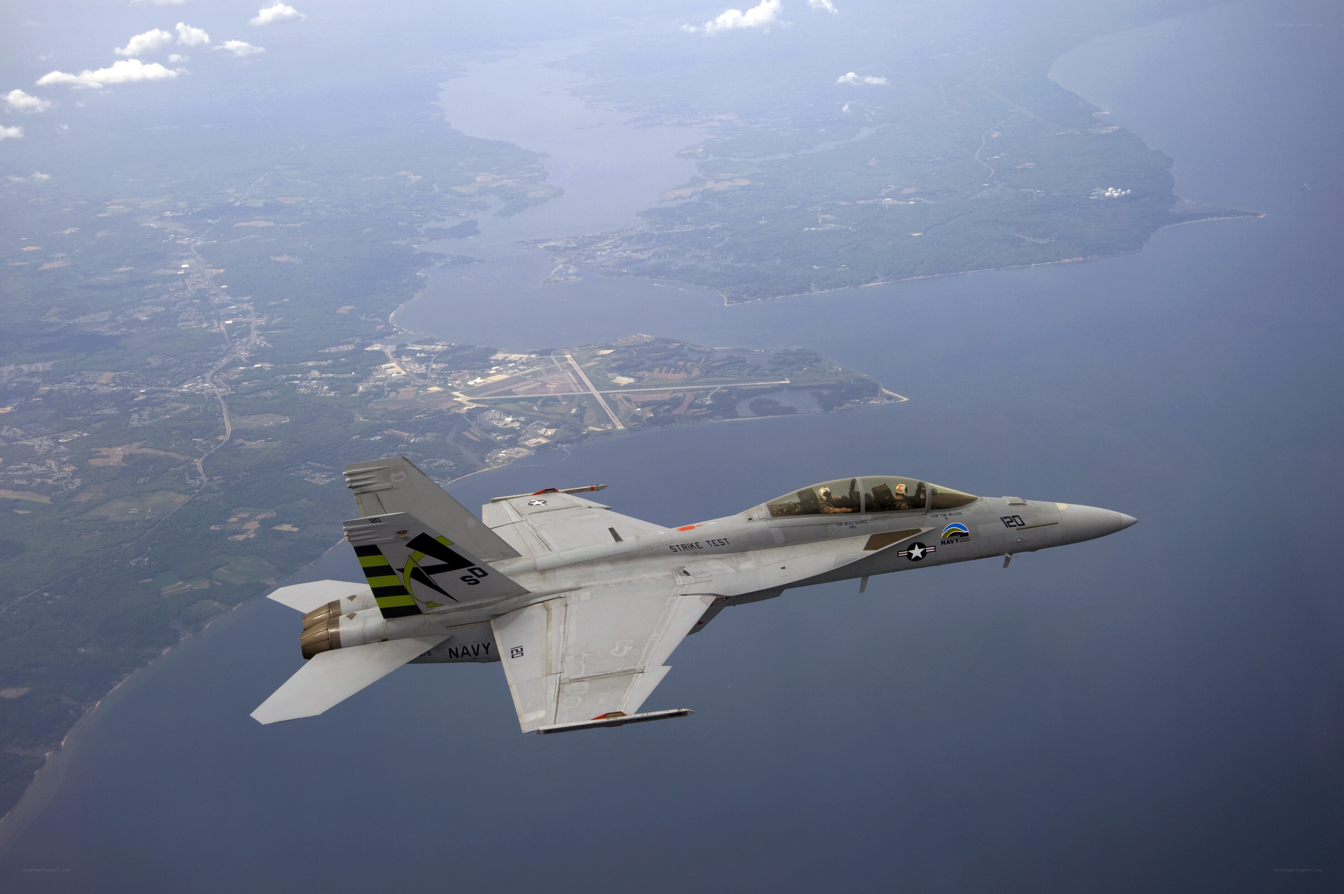 Navy fighter jet in flight