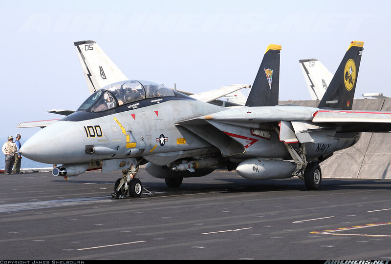 Navy fighter jet on aircraft carrier