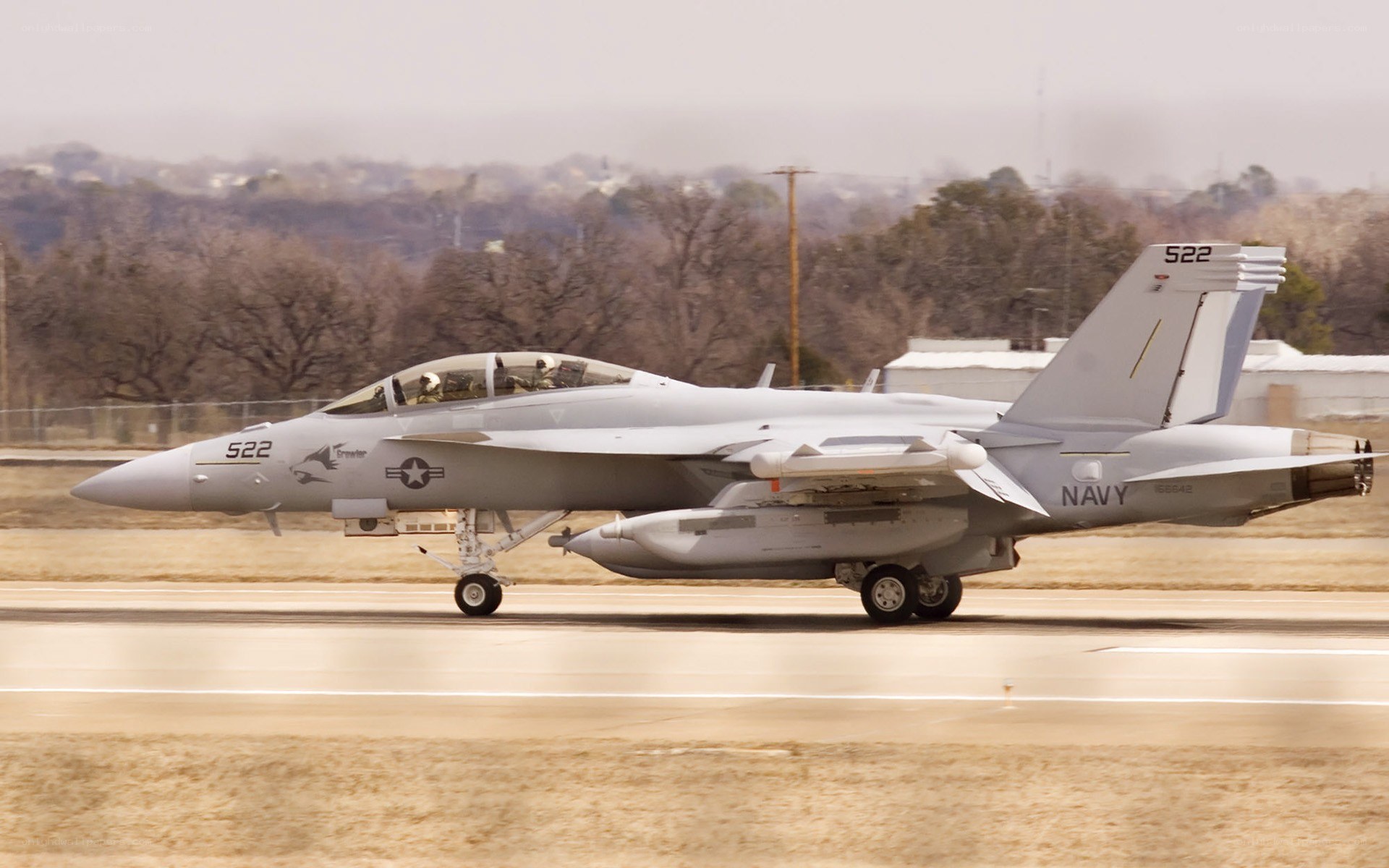 Navy fighter jet on runway