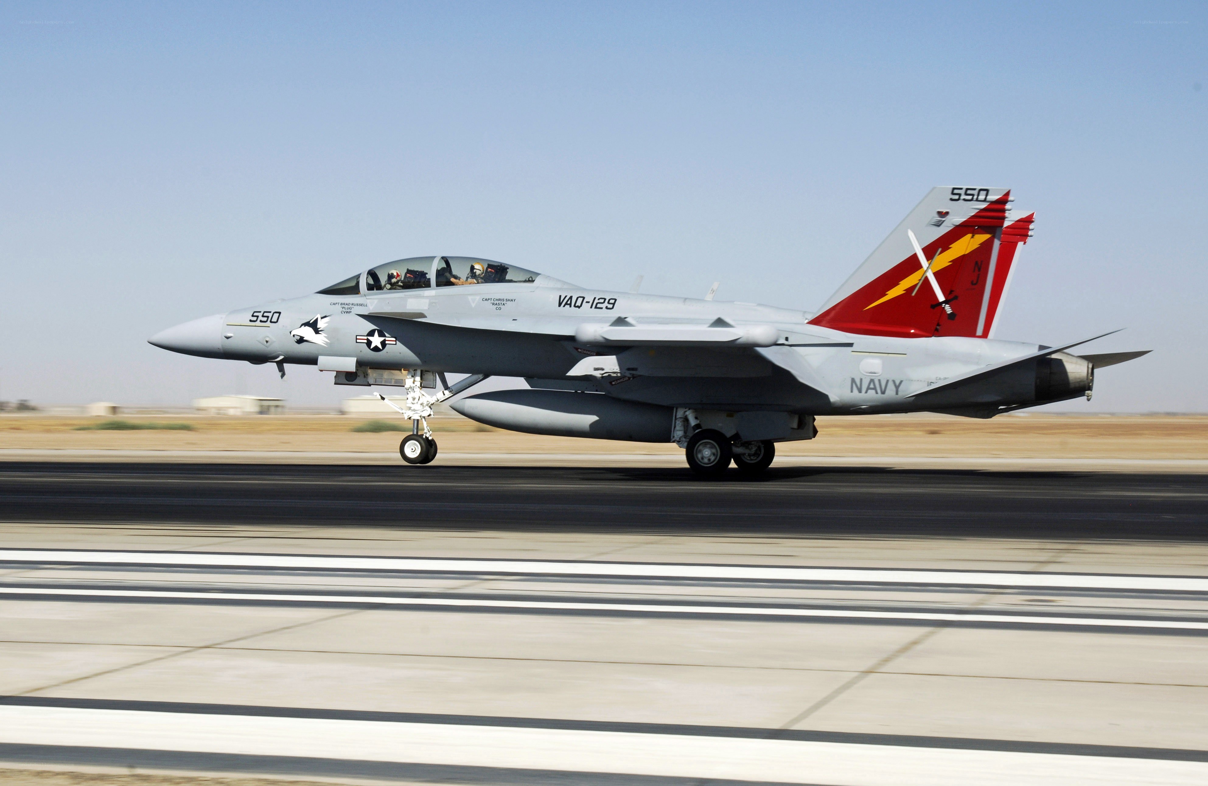 Navy fighter jet on runway