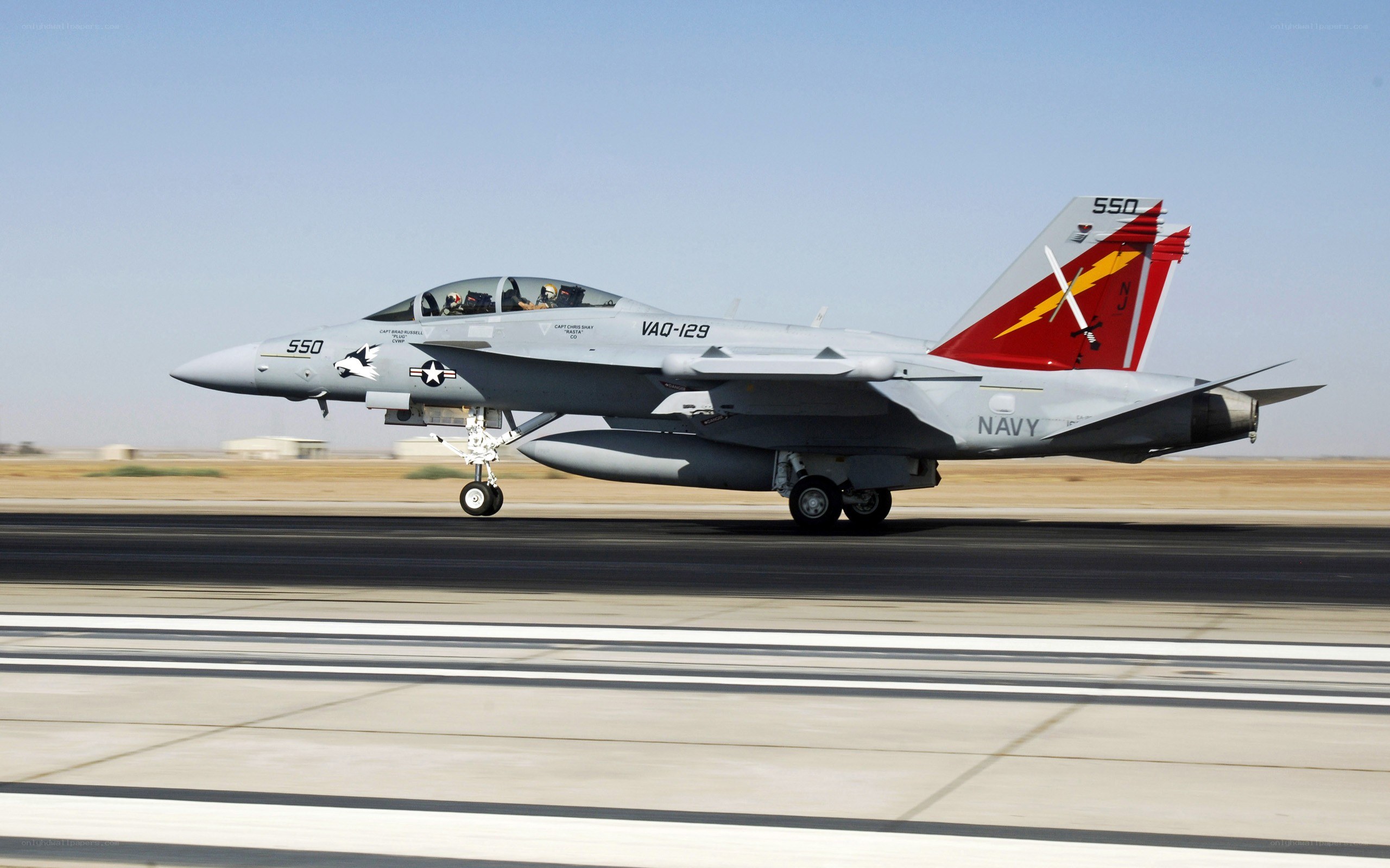 Navy fighter jet on runway
