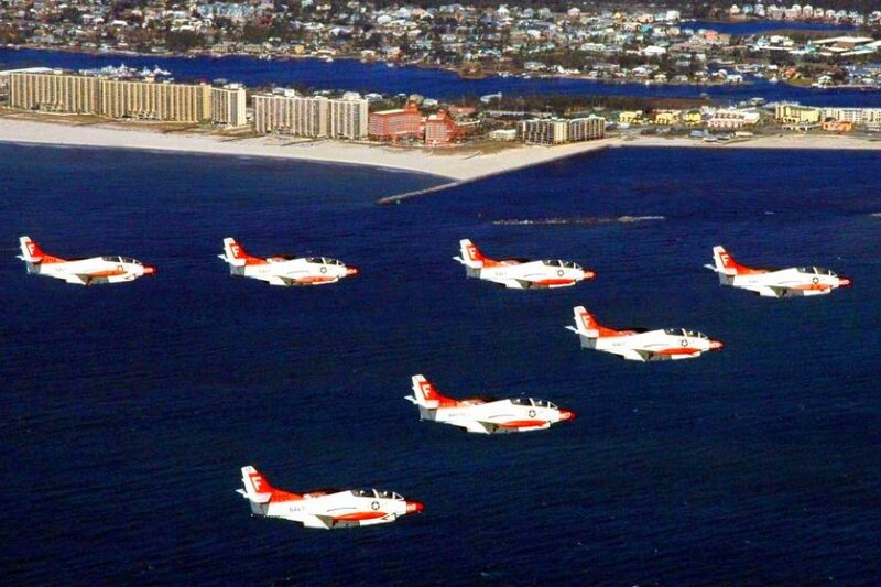 Navy flight demonstration team in formation