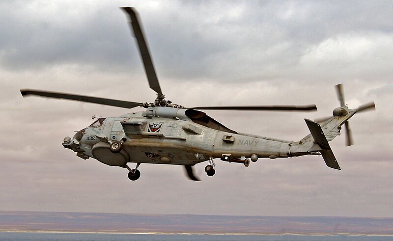 Navy helicopter in flight