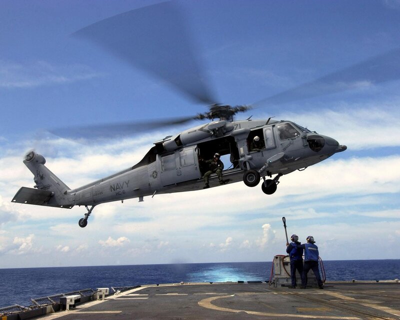 Navy Helicopter Landing — Blue