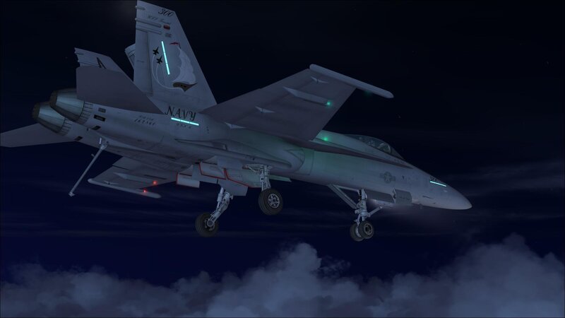 Navy jet at night