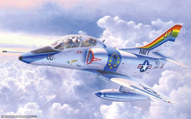 Navy Jet in Flight — Blue, Dramatic