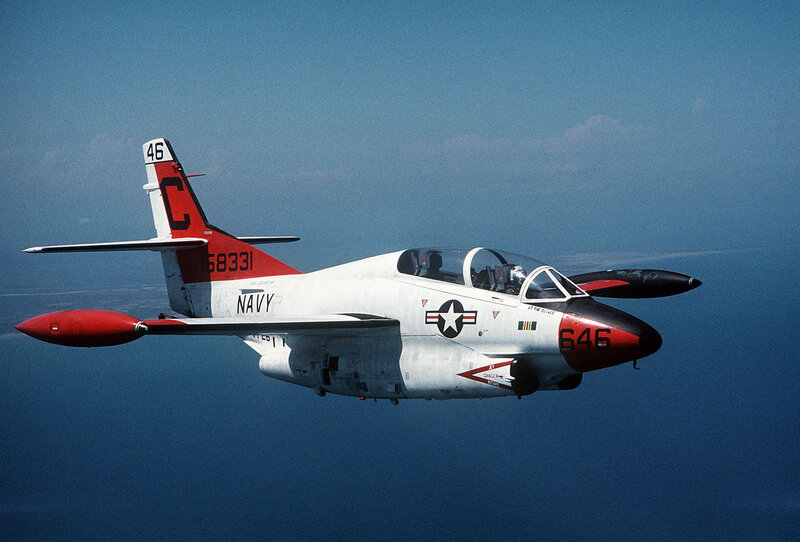 Navy Jet in Flight — White, Calm