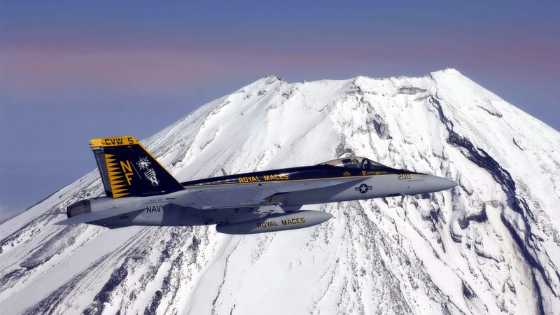 Navy Jet over Mountain
