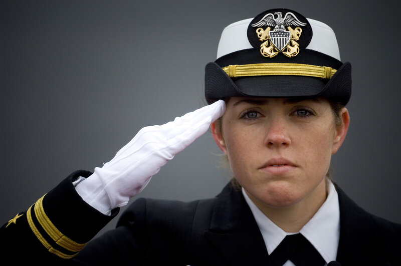 Navy officer saluting