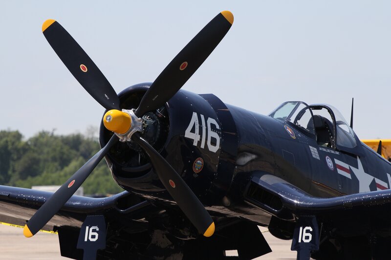 Navy Propeller Plane — Blue, Calm