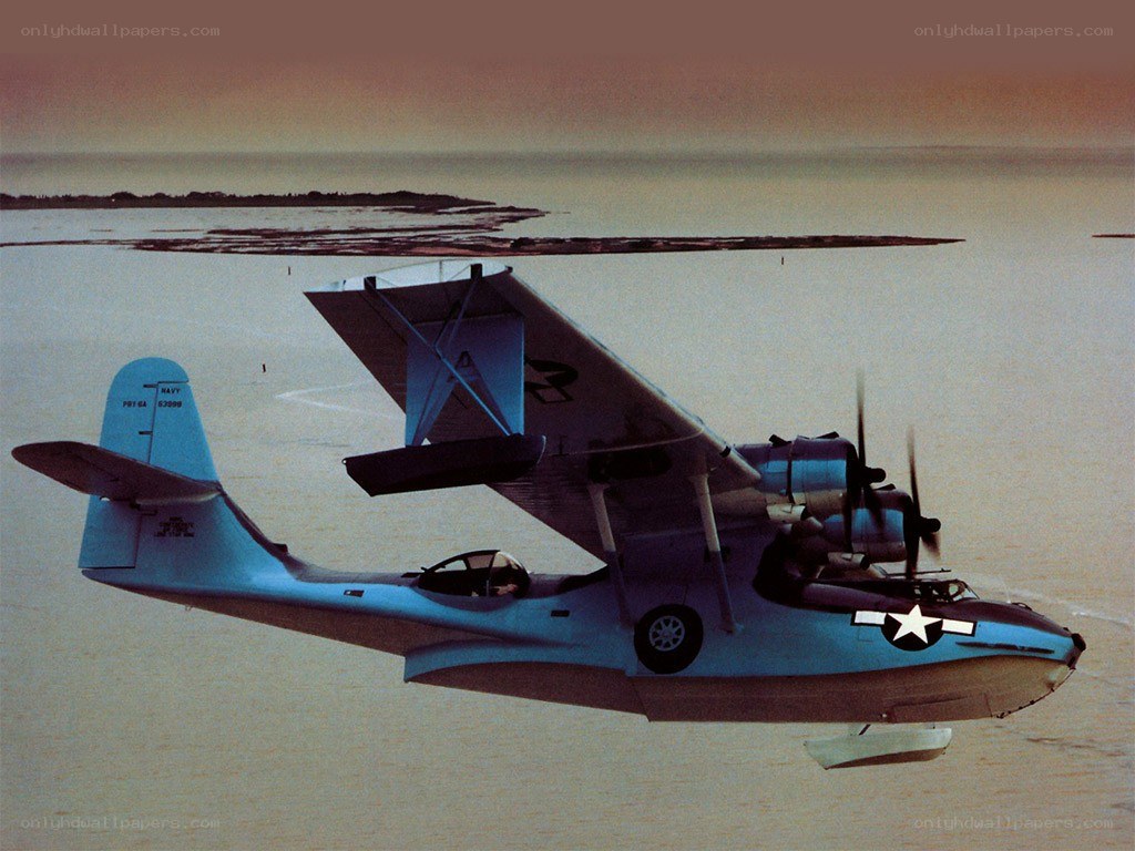 Navy seaplane in flight